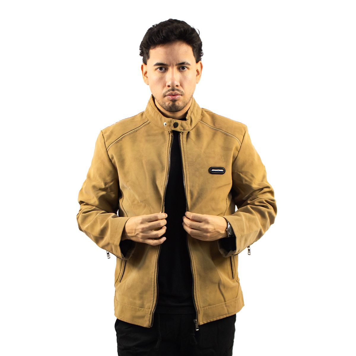 DM DEXMEN - Casaca Dexmen Cuero Gamuza Camell