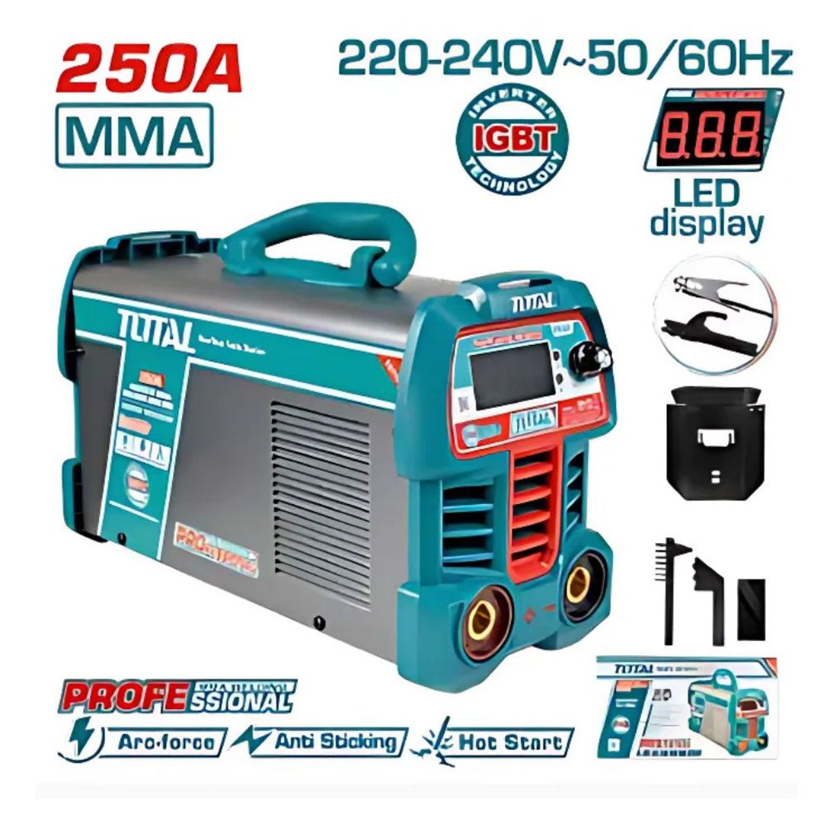 Total Tools - Maquina de Soldar Inverter MMA 15-250A LCD - TW225069