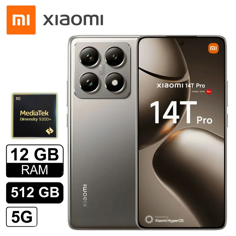 XIAOMI - Celular Xiaomi MI 14T Pro 12 GB 512 SSD 5G Gris Titan AMOLED IP68