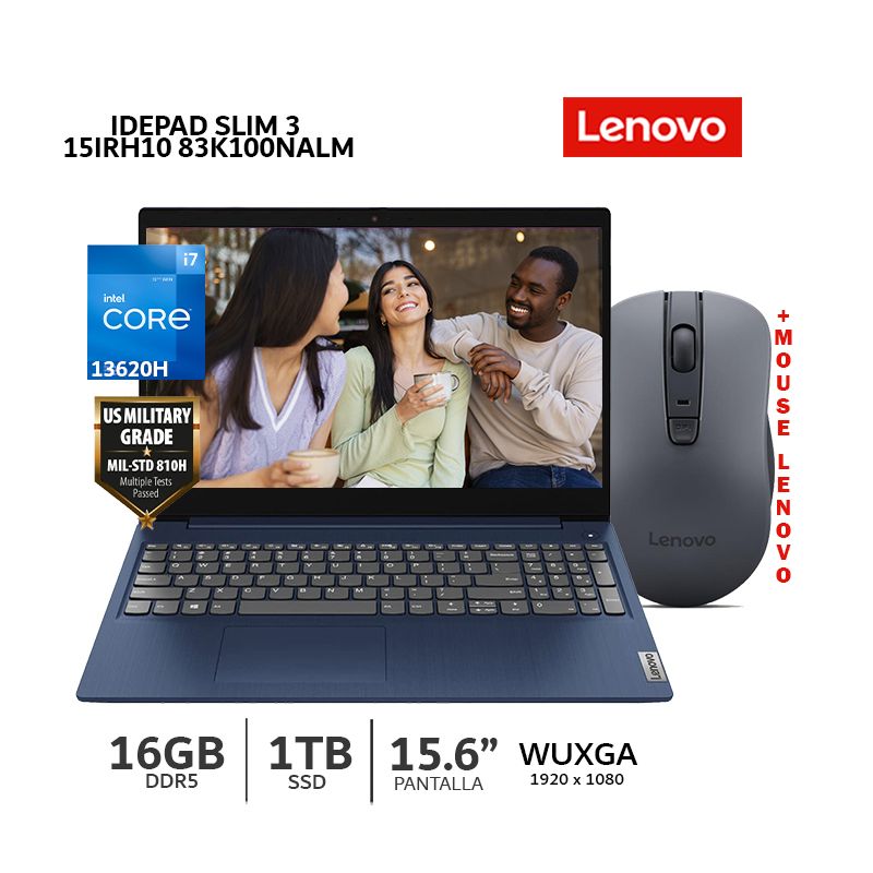 LENOVO - Laptop Lenovo IdeaPad Slim 3 15IRH10, Ci7-13620H, 16Gb Ram, 1Tb SSD, 15.3" WUXGA-00NALM+Mouse Lenovo