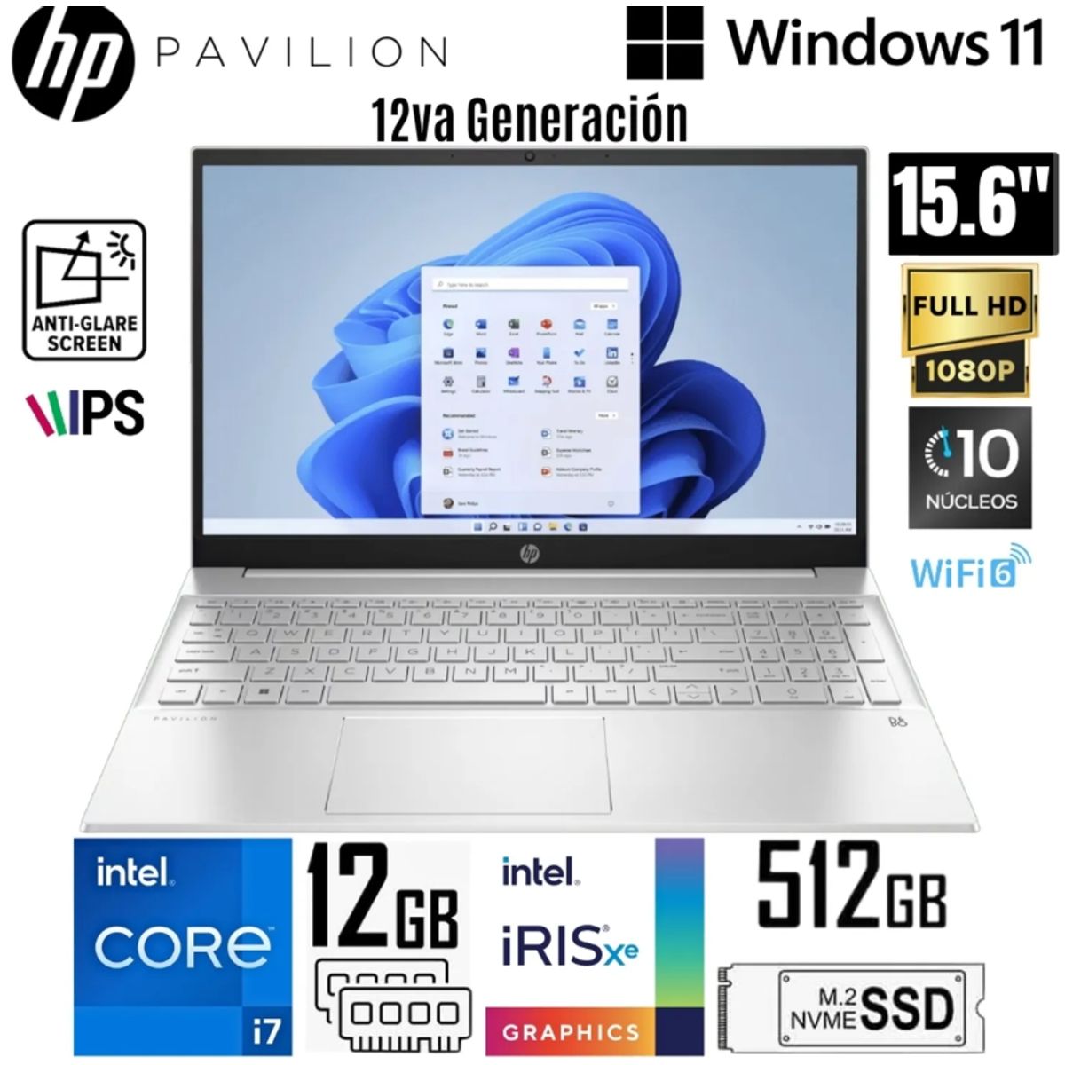 HP - Laptop HP Pavilion 15-EG2506LA Intel Core i7-1255U 12GB RAM 512GB SSD 156 FHD Plateado