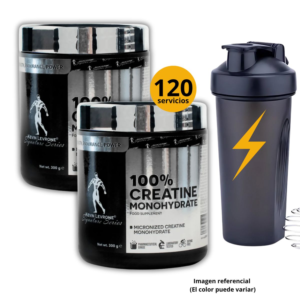 KEVIN LEVRONE - CREATINAS KEVIN LEVRONE DE 300gr 2und CON SHAKER - CREATINAS MONOHIDRATADA
