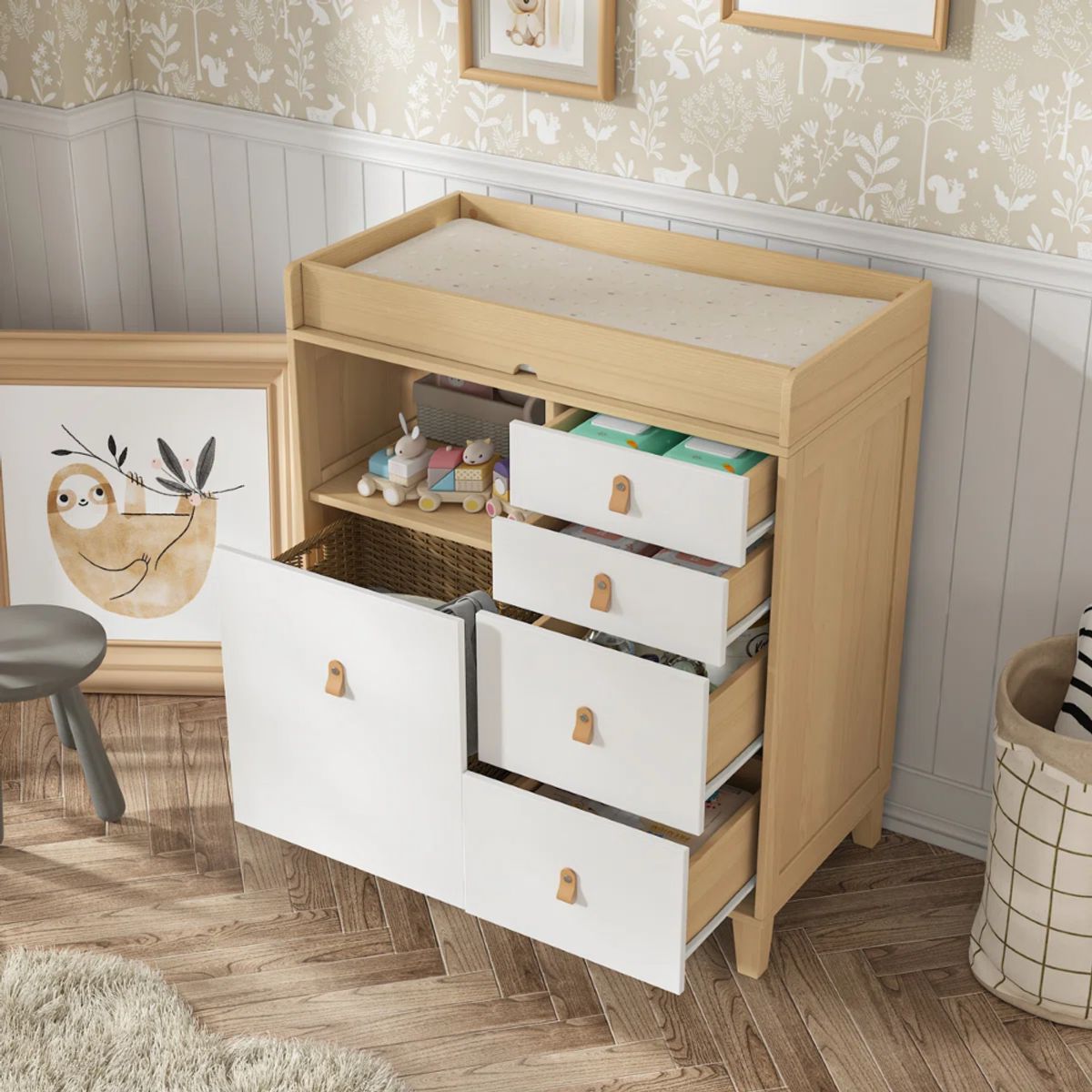 GENERATIONS - Comoda Cambiador de Bebe Armado Koyi Blanco y Duna Petrox Home