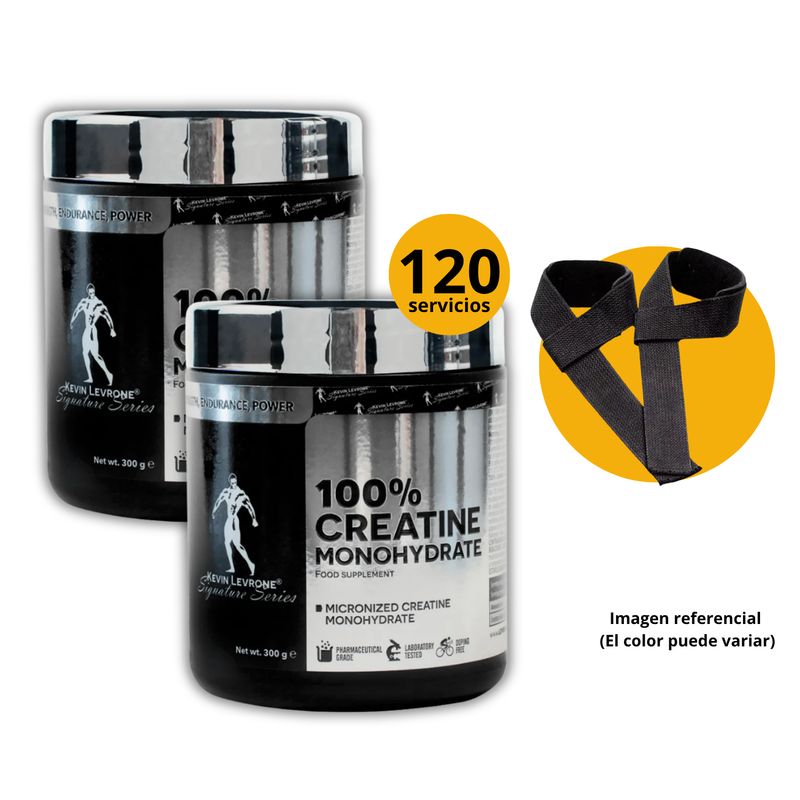 KEVIN LEVRONE - CREATINAS KEVIN LEVRONE DE 300gr 2und CON STRAPS - CREATINAS MONOHIDRATADA