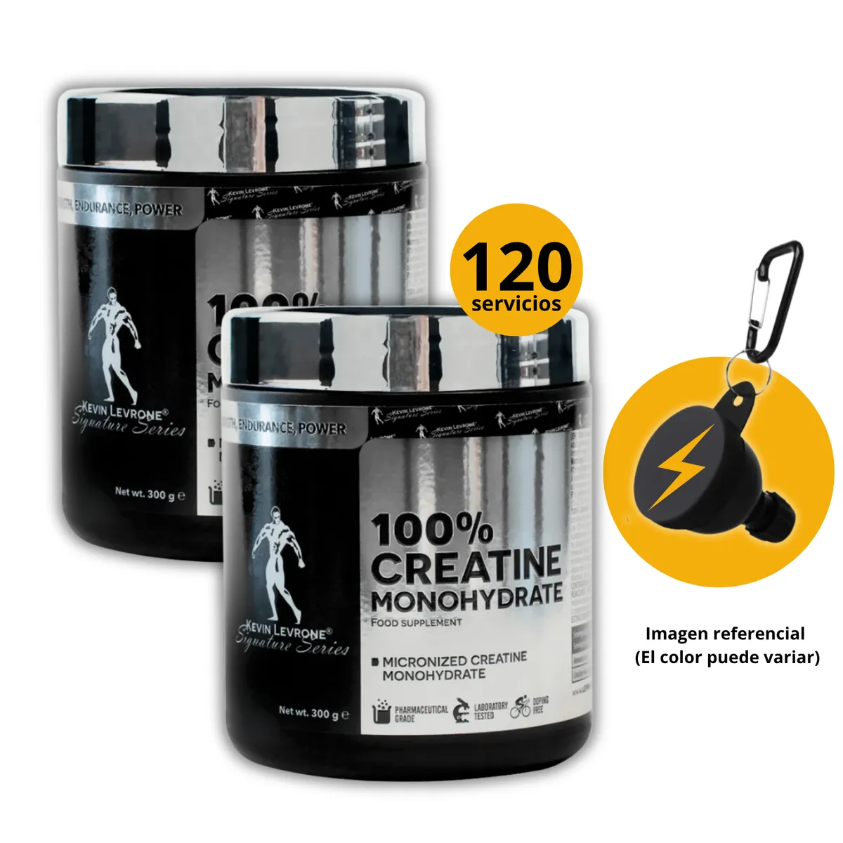 KEVIN LEVRONE - CREATINAS KL DE 300gr 2und CON PORTASUPLEMENTOS - CREATINAS MONOHIDRATADA