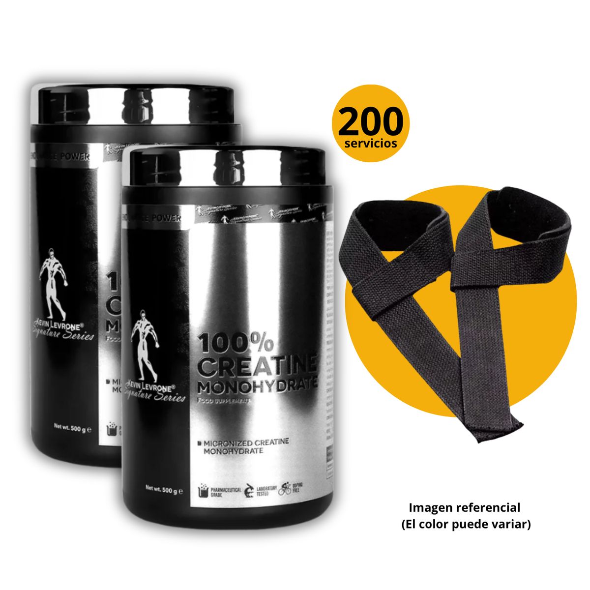 Kevin Levrone - CREATINAS KEVIN LEVRONE DE 500gr 2und CON STRAPS - CREATINAS MONOHIDRATADA