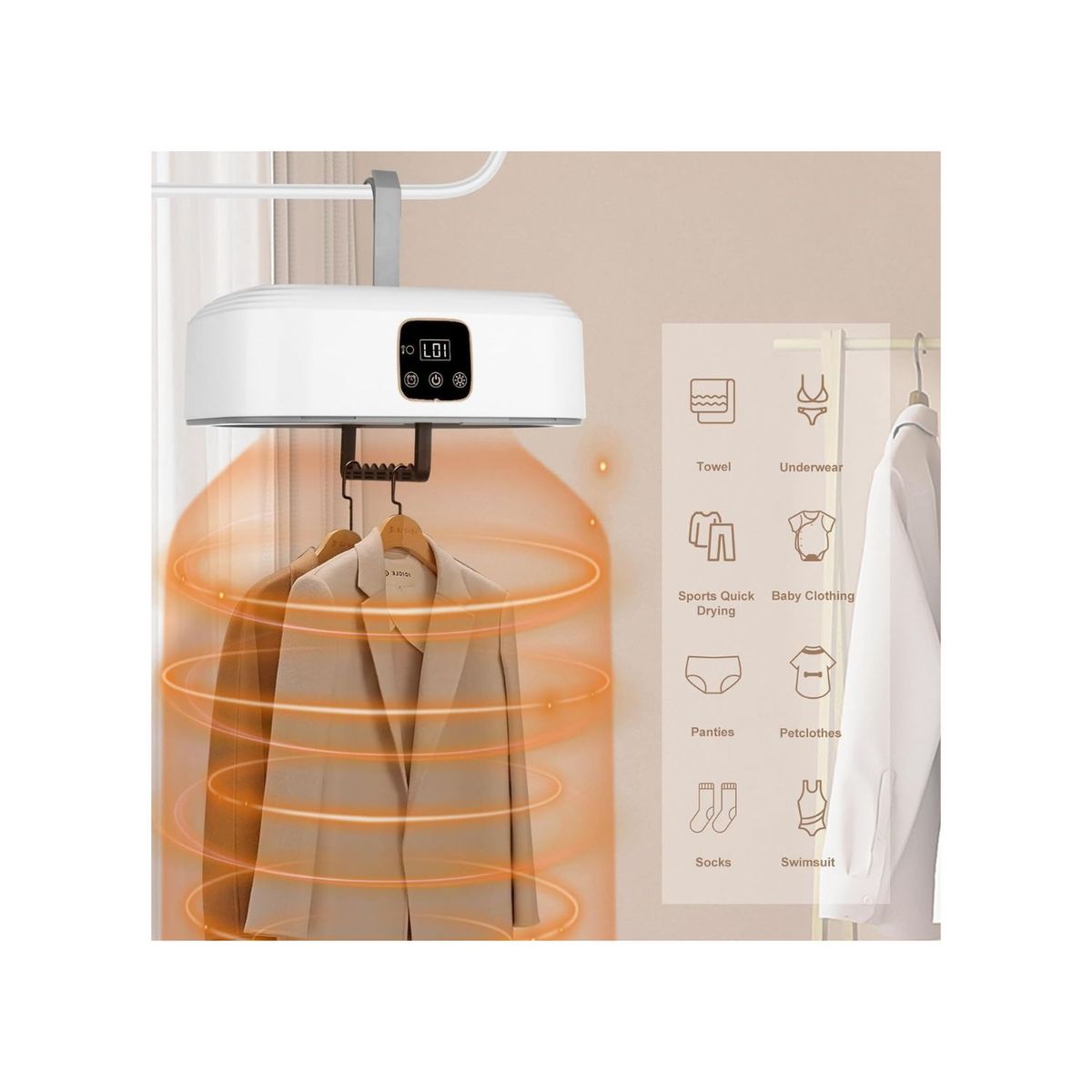 GENERICO - Secador de Ropa Portátil Eléctrica Diseño Plegable