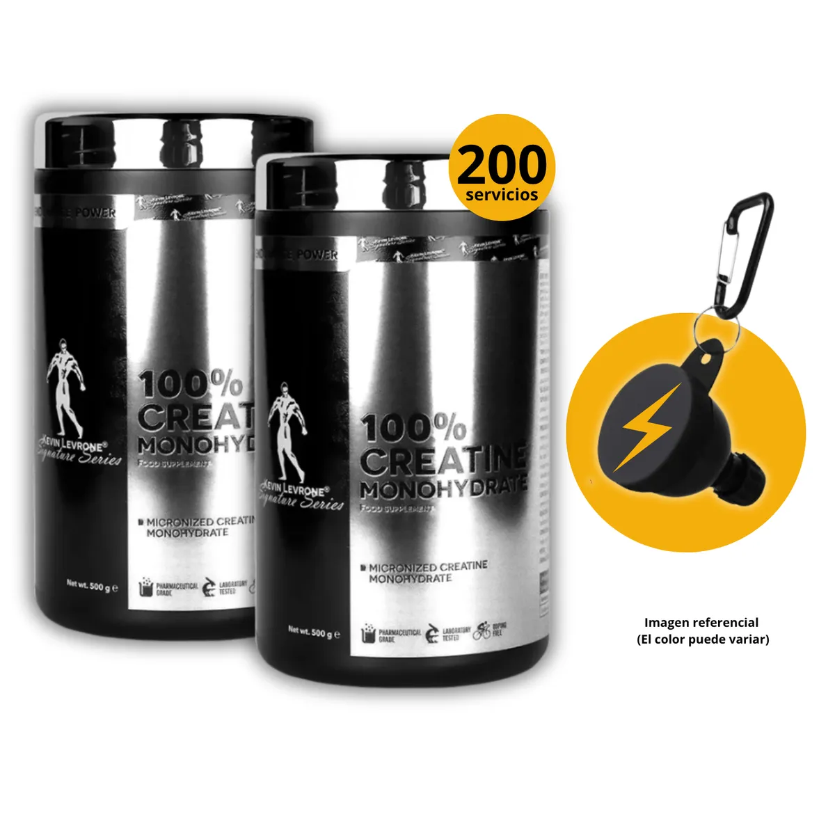 KEVIN LEVRONE - CREATINAS KL DE 500gr 2und CON PORTASUPLEMENTOS - CREATINAS MONOHIDRATADA