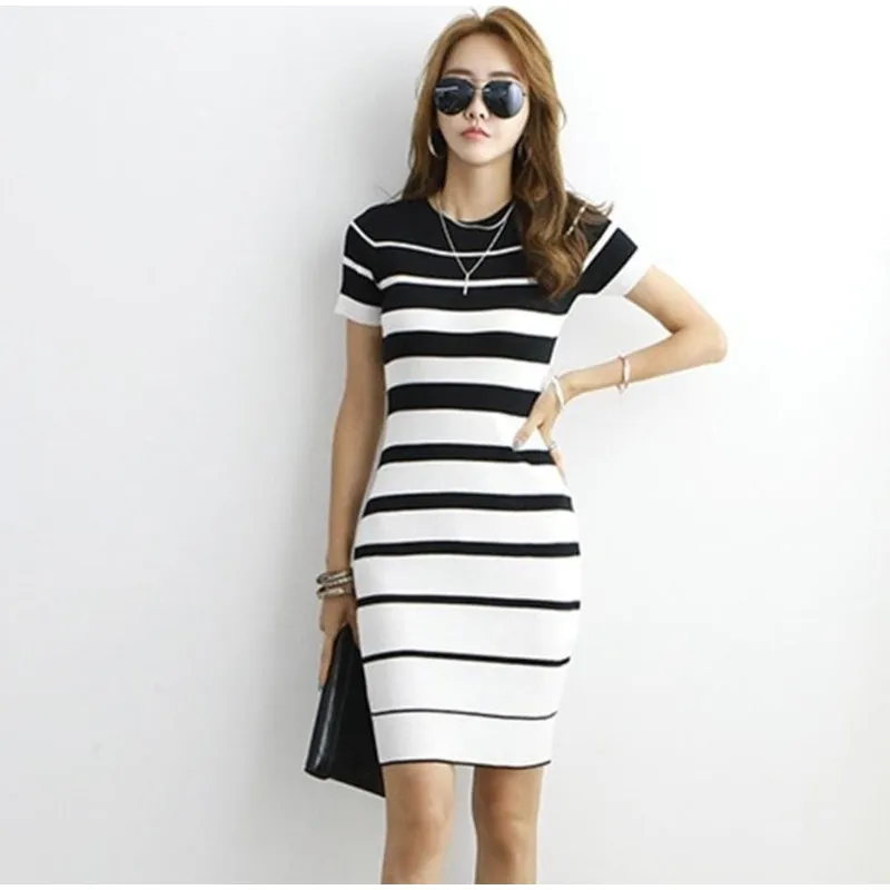 GENERICO - VESTIDO RAYAS CON MANGA CORTA
