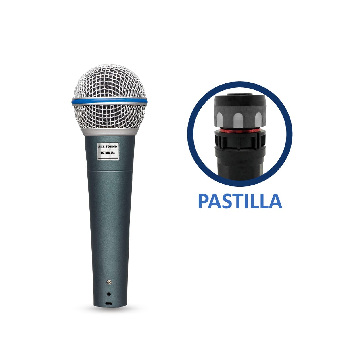 ALL SOUND - MICRÓFONO DINÁMICO PROFESIONAL ALL SOUND MX-BETA58A  FULL METAL