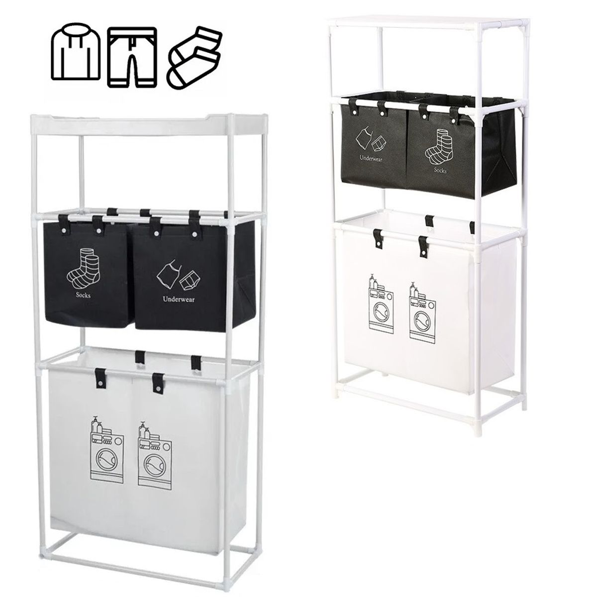 GENERICO - Cesta De Ropa Sucia 4 cesto de Compartimentos Multifunción