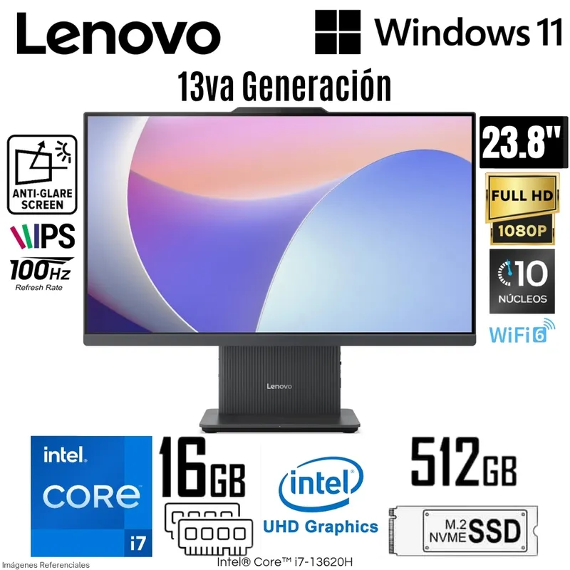 LENOVO - All in One Lenovo Ideacentre Intel Core i7-13620H 16GB RAM 512GB SSD 23.8"  FHD