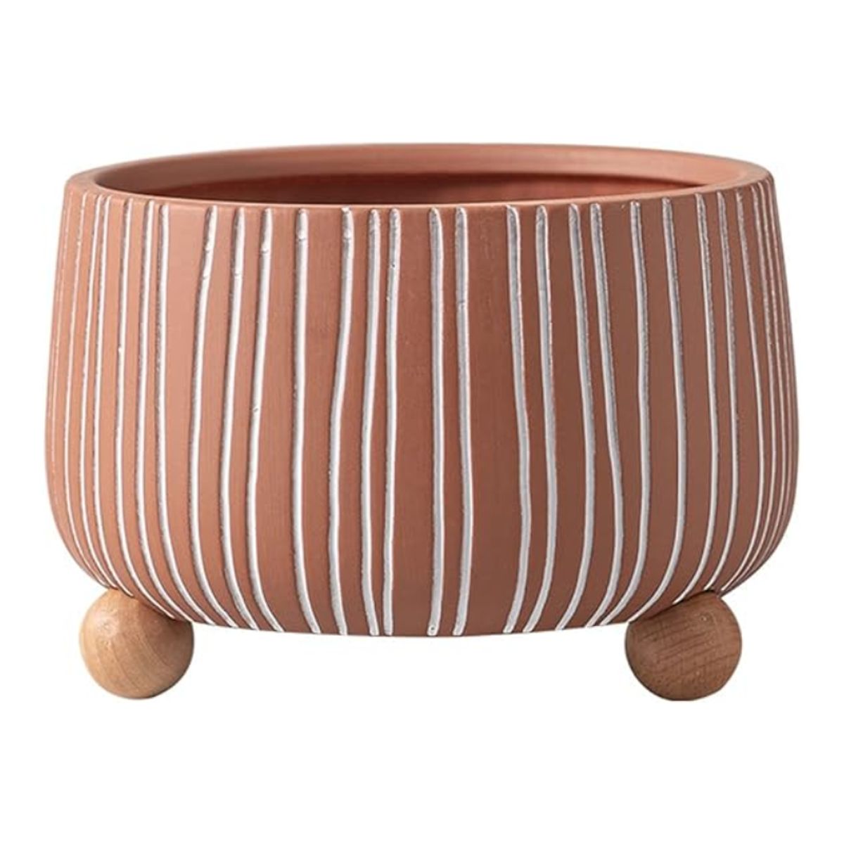 PIA COPELLO STORE - Florero de Cerámica Redondo Patitas Ancho - Marrón