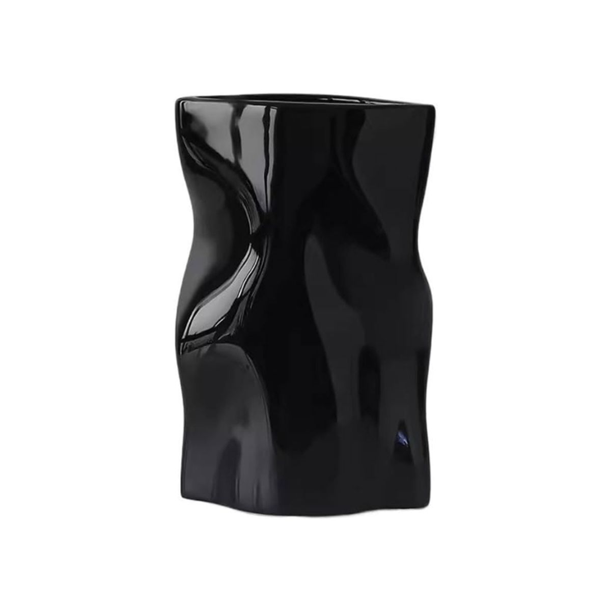 PIA COPELLO STORE - Florero de Cerámica Circular Brillante - Negro