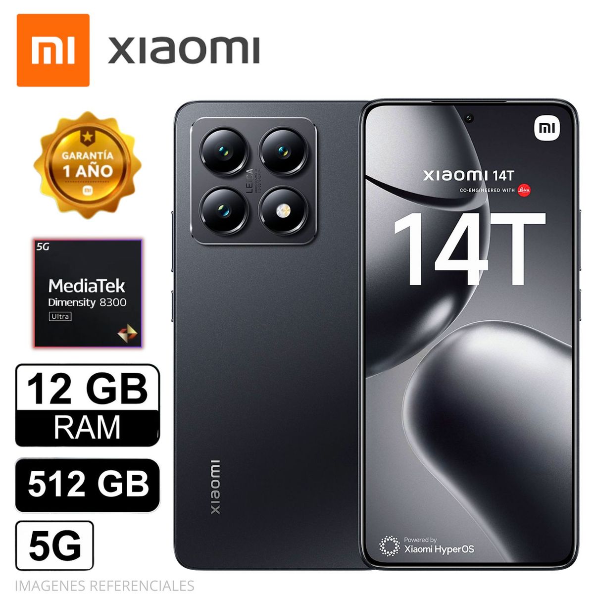 XIAOMI - Celular Xiaomi MI 14T 12 GB 512 SSD 5G Negro Titan AMOLED IP68