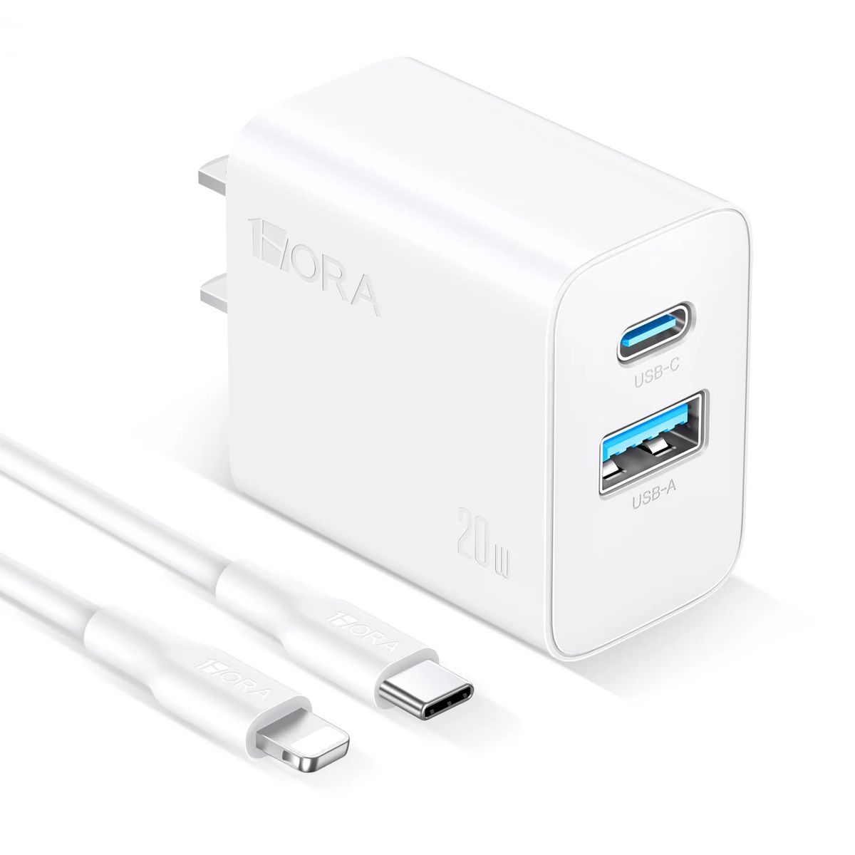 GENERICO - Cargador 2 Puertos y Cable Tipo C a Lightning GAR163 - 1HORA