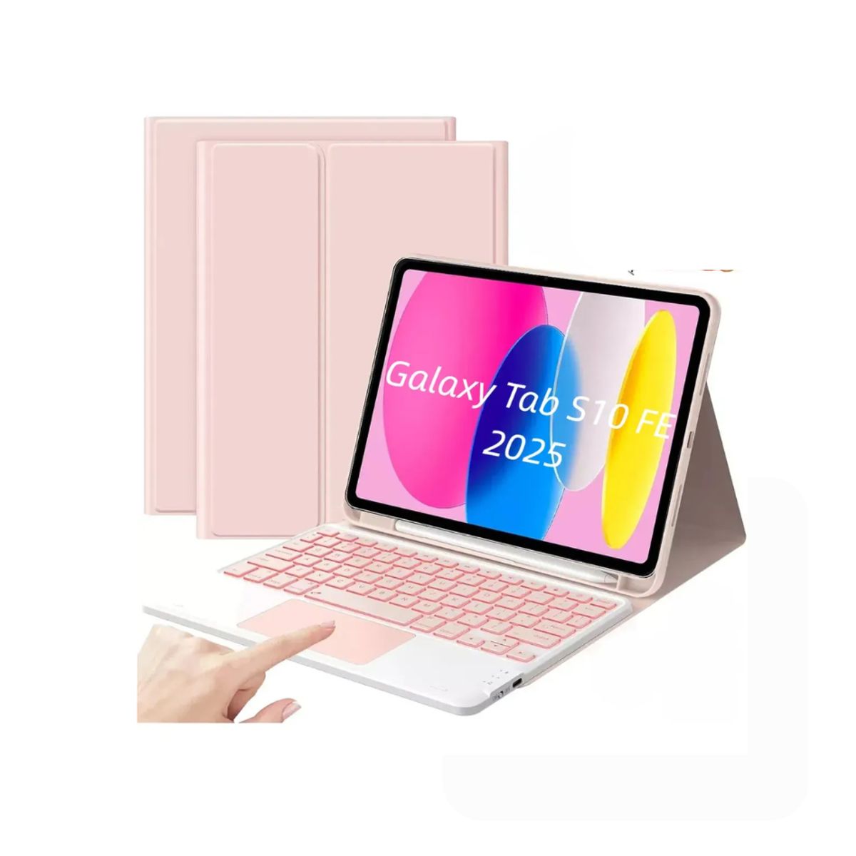 CASE - Funda cover con Teclado Touch para Samsung Tab  S10 - s10  FE rosado