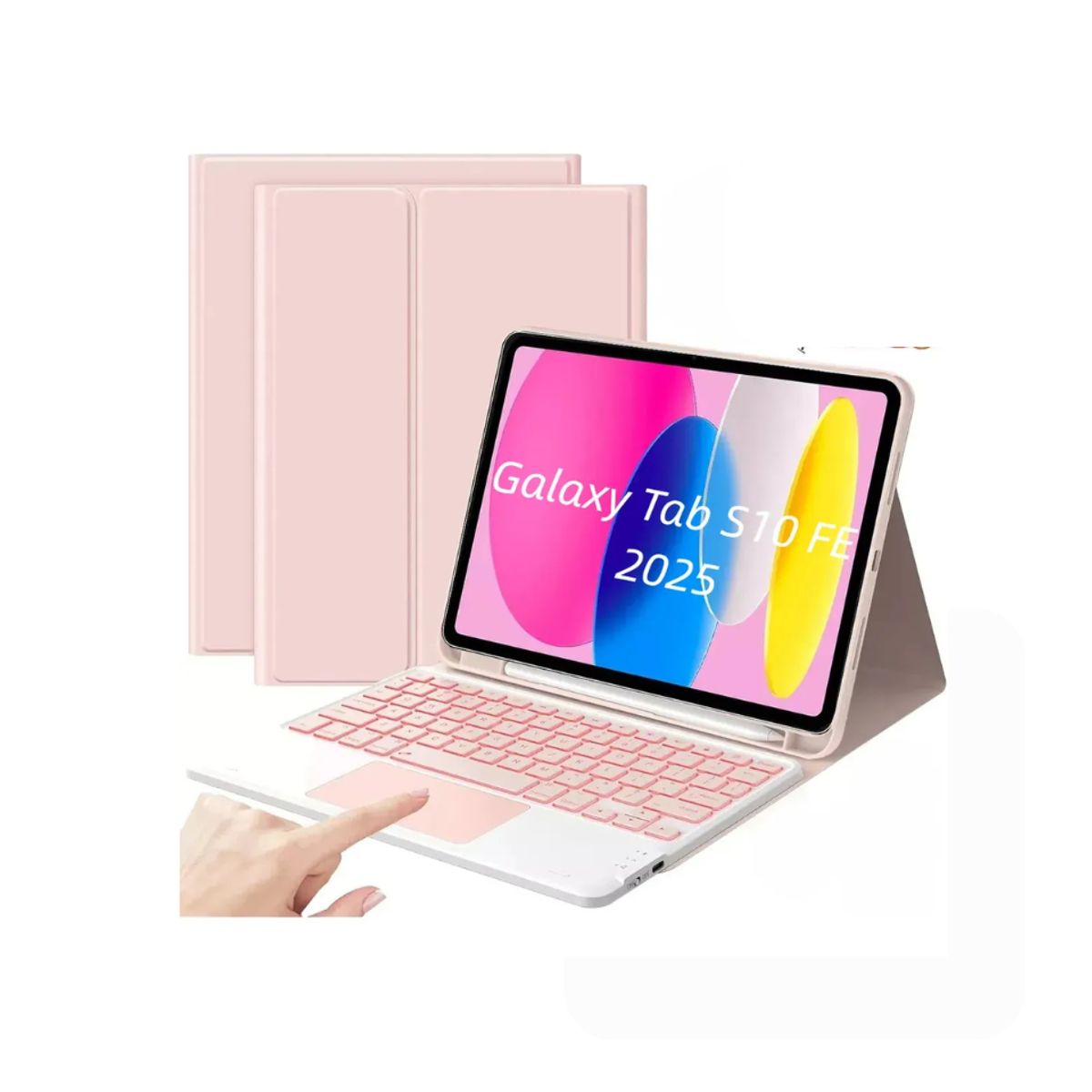 CASE - Funda cover con Teclado Touch para Samsung Tab  S10 - s10  FE rosado