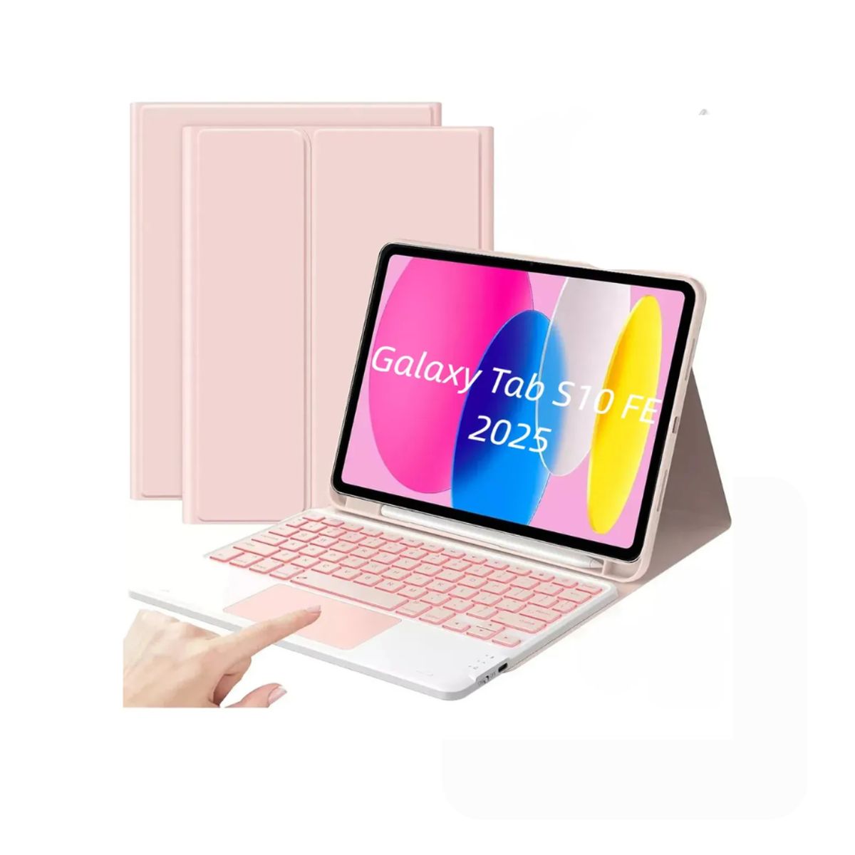 CASE - Funda cover con Teclado Touch para Samsung Tab  S10 - s10  FE rosado