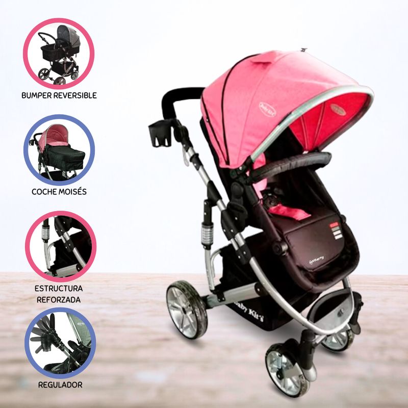 BABY KITS - Coche Deportivo Moisés para Bebés «SPRING» Pink