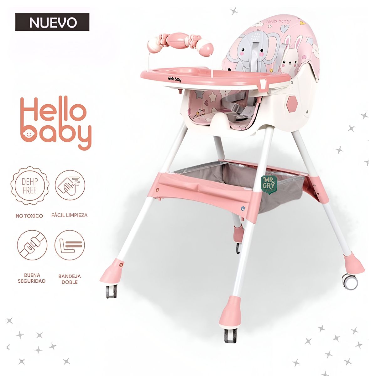 GENERICO - Silla de Comer Doble bandeja Copito Plus Rosado