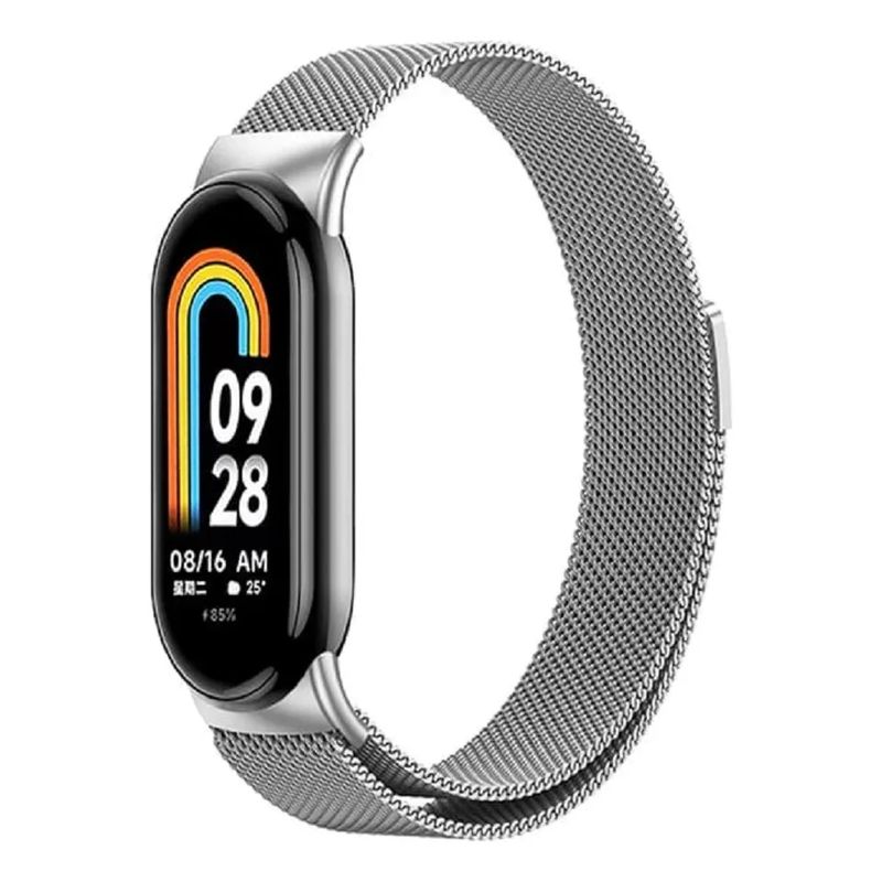 GENERICO - CORREA IMANTADA PARA XIAOMI SMARTBAND  8-9-10  PLATEADO