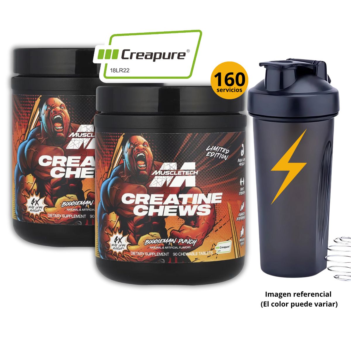 MUSCLETECH - CREATINAS CREAPURE DE MUSCLETECH DE 90 PASTILLAS (2und) CON SHAKER - CREATINAS MONOHIDRATADA CREAPURE