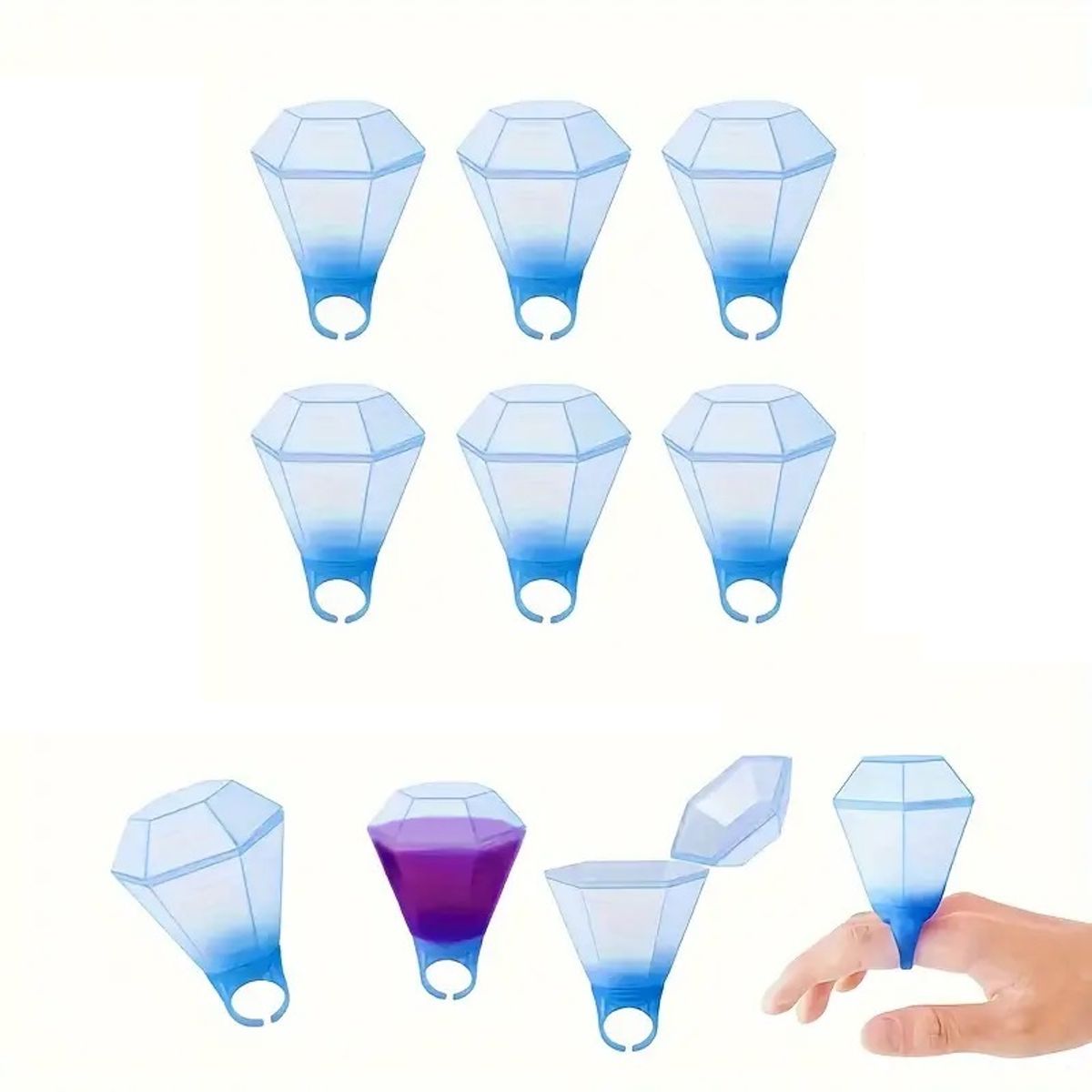 GENERICO - Set x 6 Anillos shot diamante novia o team bride despedida de soltera