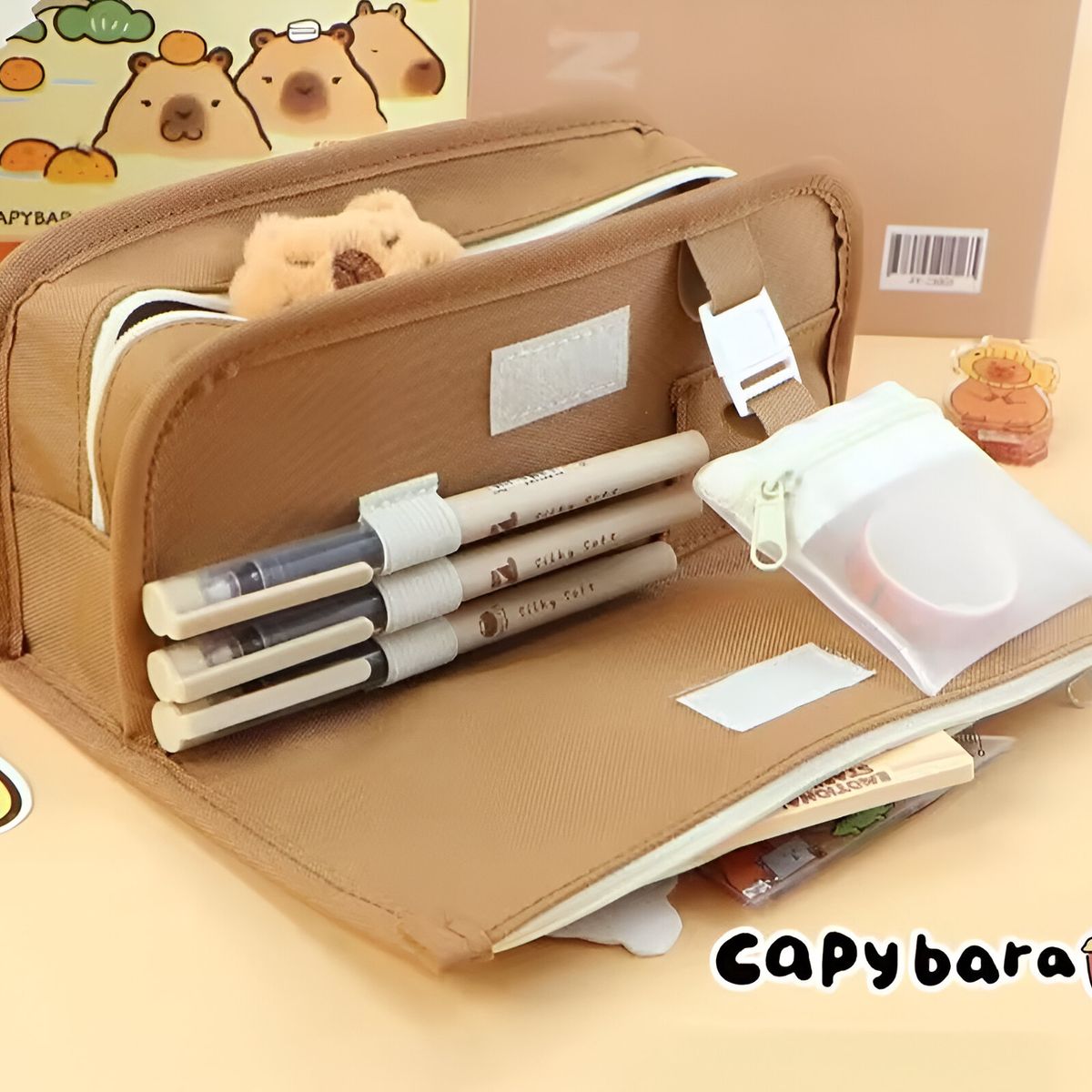 GENERICO - Cartuchera Capibara Fish con Varios Bolsillos