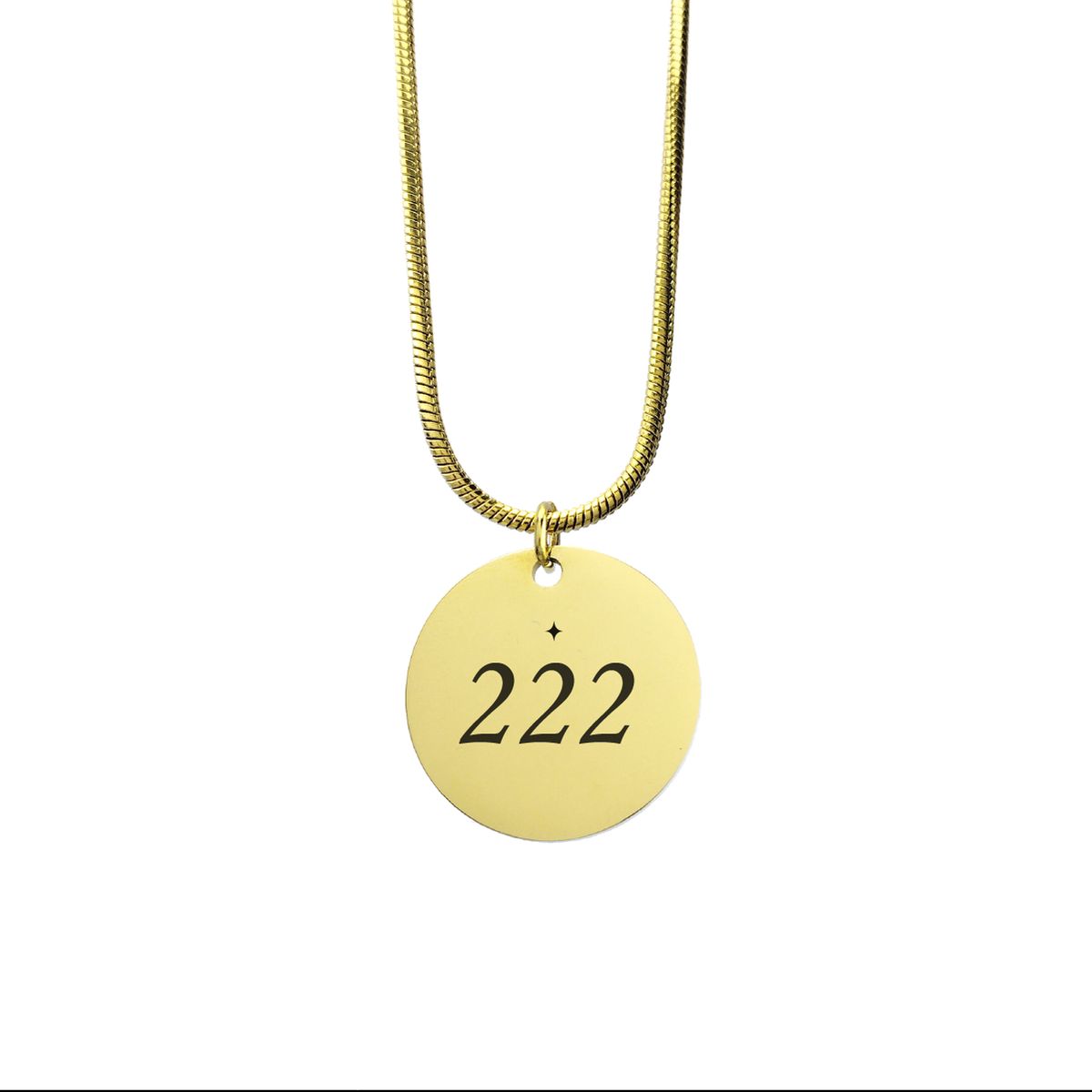 GENERICO - Collar Número Angelical 222 - Dije Circular en Enchapado Oro 18K