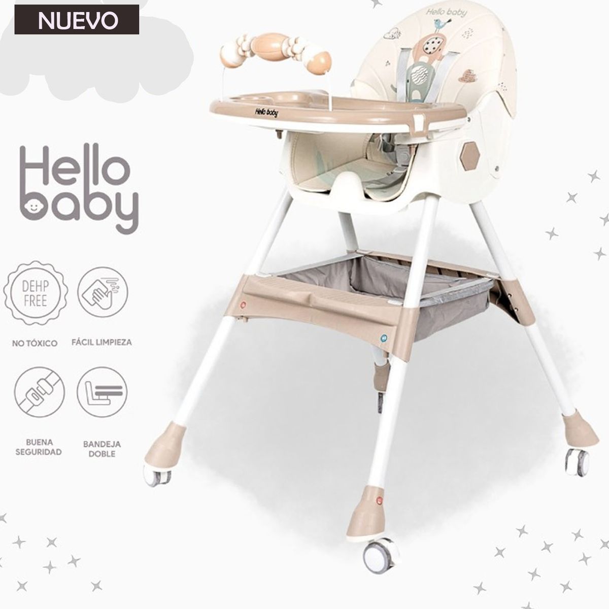 GENERICO - Silla de Comer Doble bandeja Copito Plus Beige