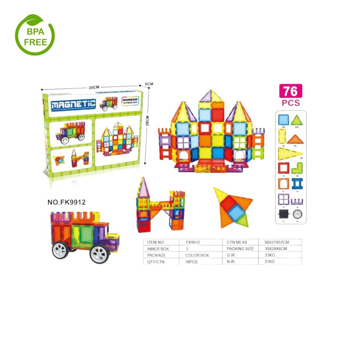 GENERICO - Set de Bloques Magneticos 76 Pcs