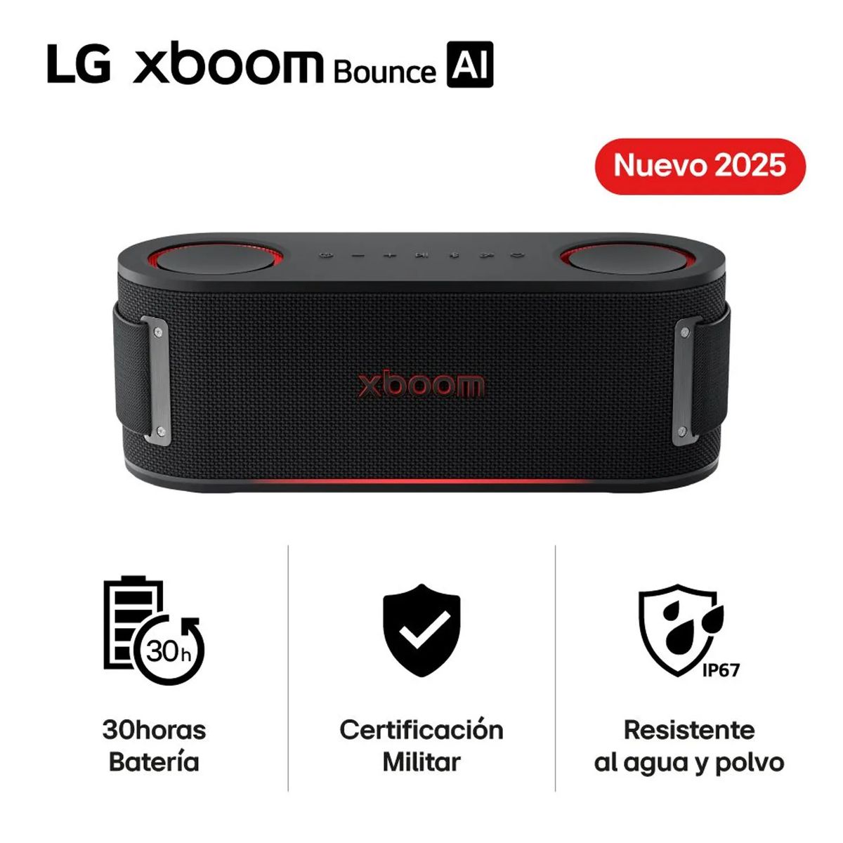 LG - Parlante Bluetooth LG XBOOM Bounce 40W Certifición Militar Ip67 2025