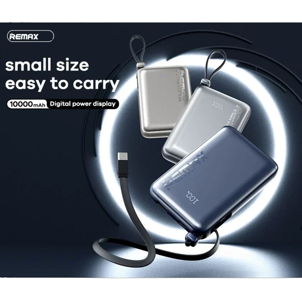 REMAX - Power Bank Remax RPP-19 Amber Silver 10000mAh cable integrado