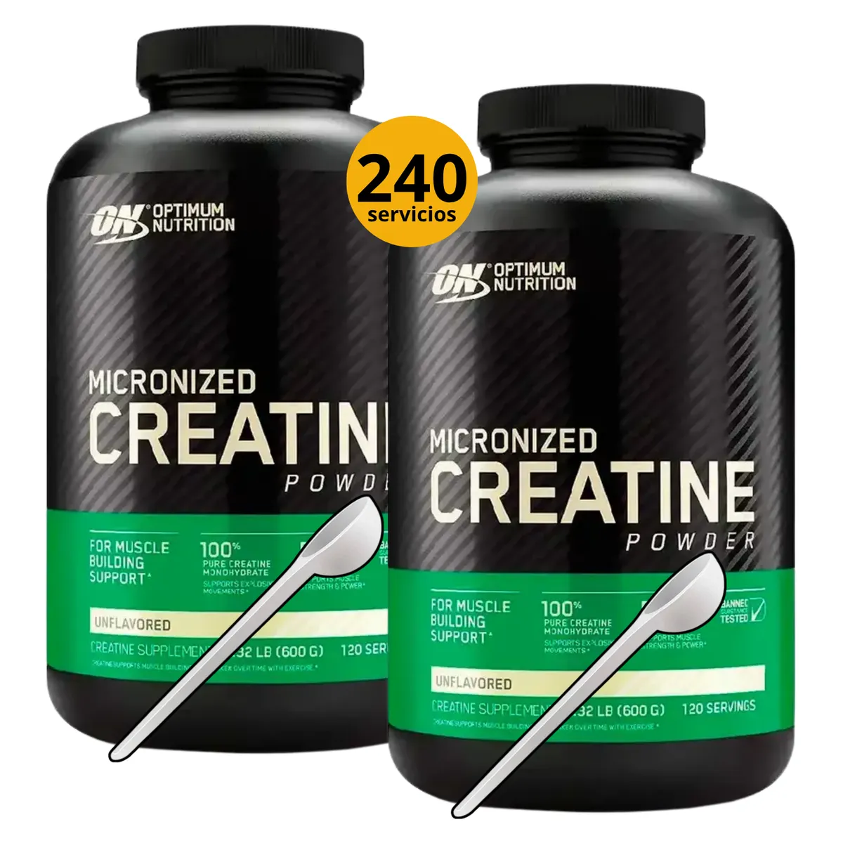 OPTIMUN NUTRITION - CREATINAS OPTIMUM NUTRITION DE 600gr 2und CON CUCHARA MEDIDORA