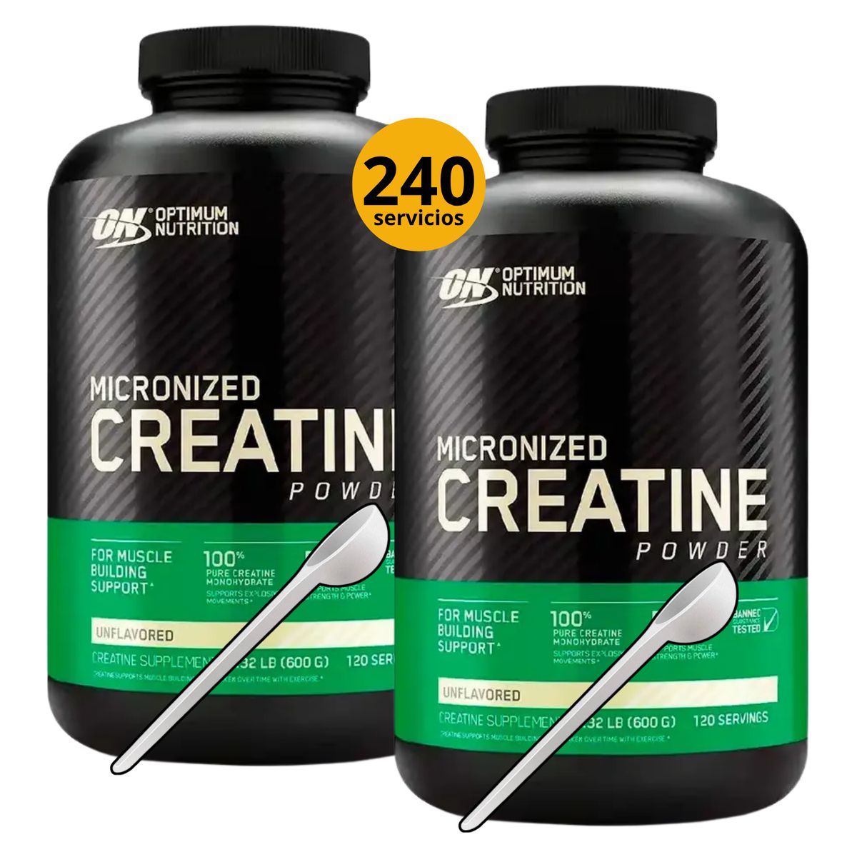 OPTIMUN NUTRITION - CREATINAS OPTIMUM NUTRITION DE 600gr 2und CON CUCHARA MEDIDORA