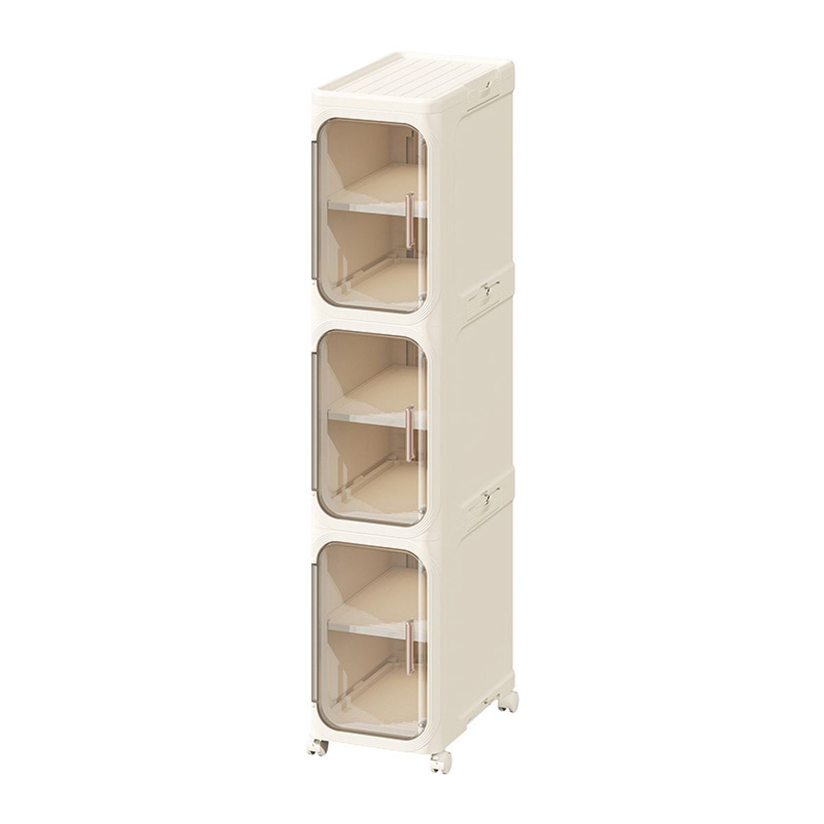 Estante Gabinete Angosto 3 Niveles con Divisiones Removibles Plegable Crema, marca GENERICO - Foto 2