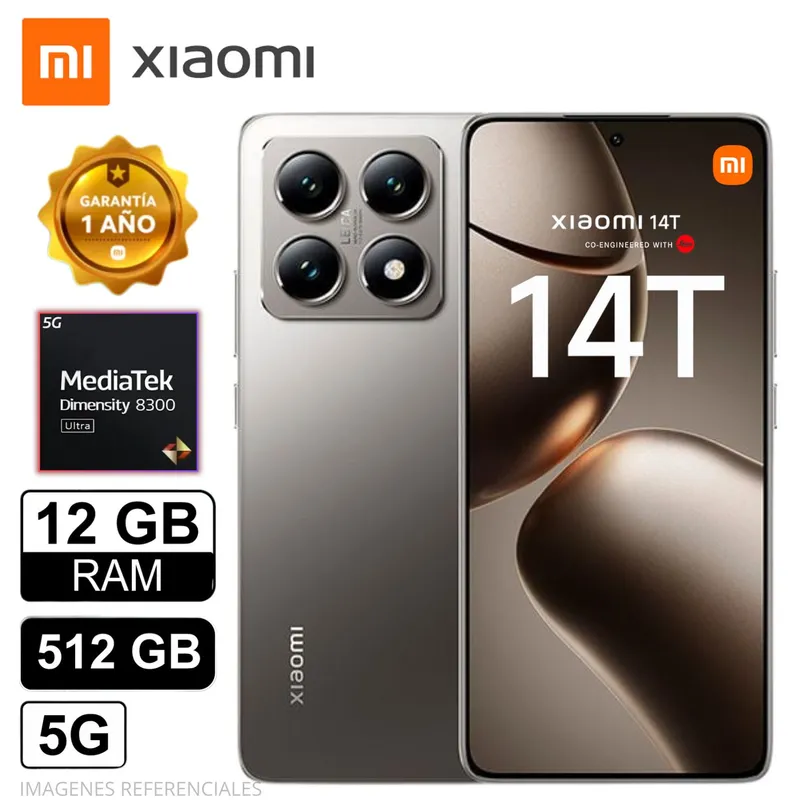 XIAOMI - Celular Xiaomi MI 14T 12 GB 512 SSD 5G AMOLED IP68 Gris Titan