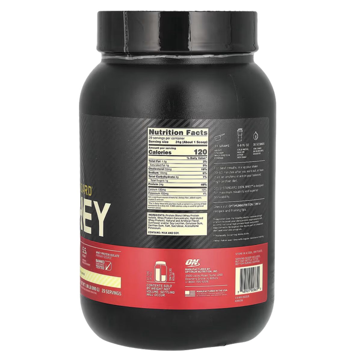 OPTIMUN NUTRITION - GOLD STANDARD WHEY 2LB VAINILLA ICE CREAM - PROTEÍNA WHEY