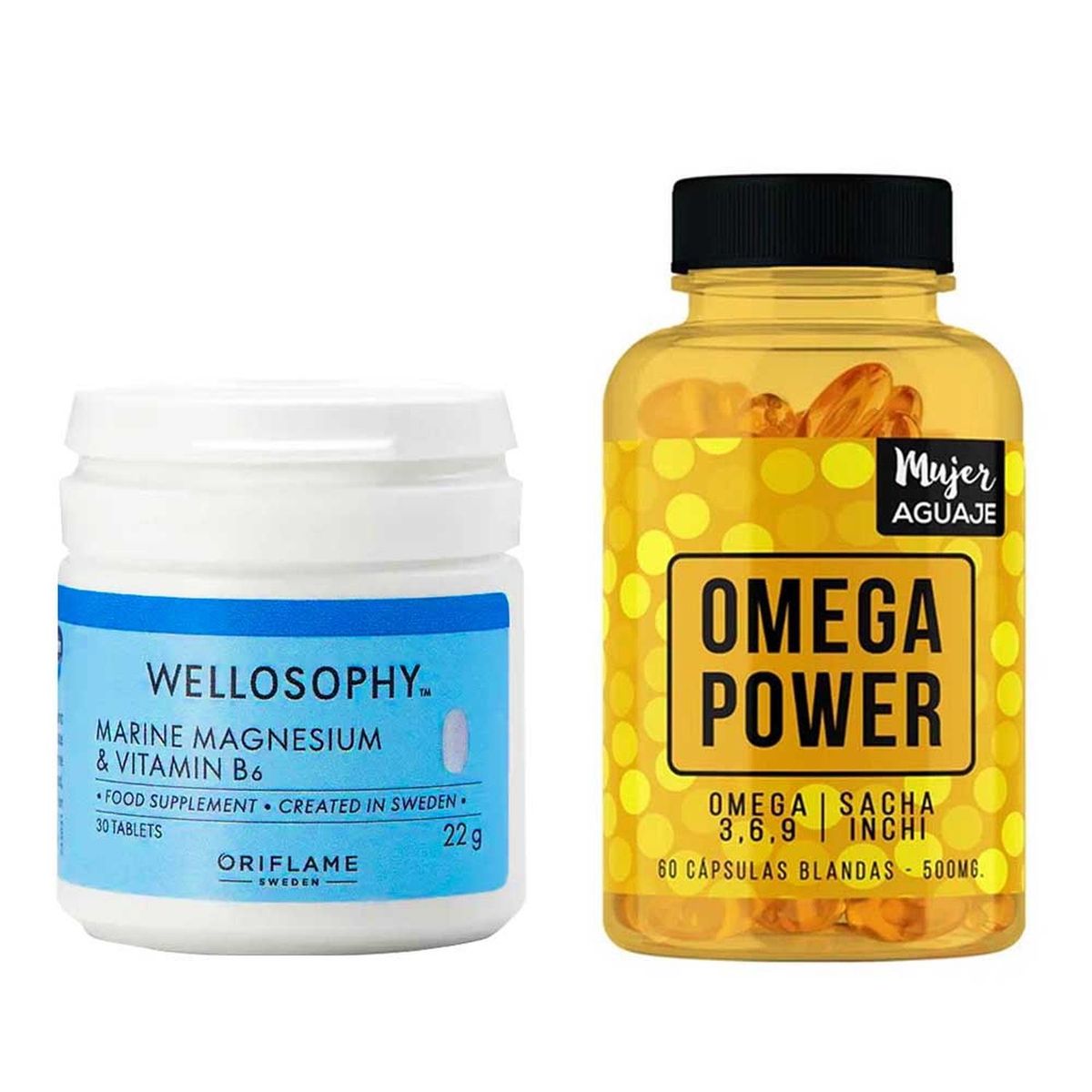 MUJER AGUAJE - Magnesio Marino Tabletas + Omega Power Cápsulas Mujer Aguaje