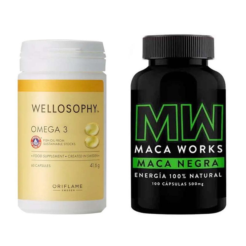 MACA WORKS - Omega 3 + Maca Negra Cápsulas Maca Works