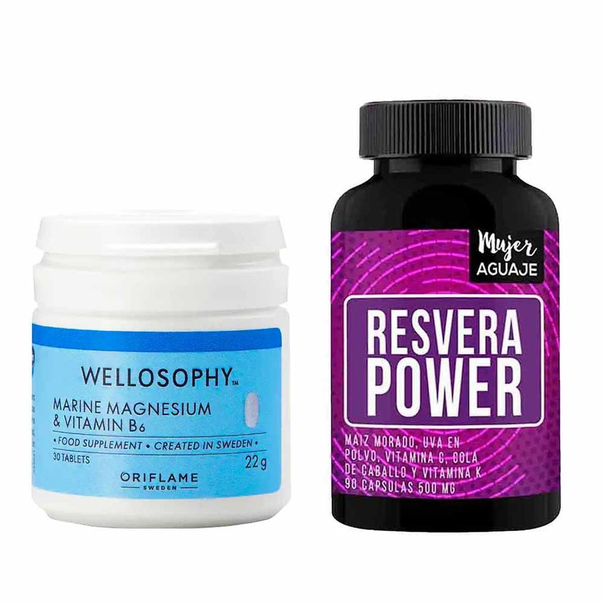 MUJER AGUAJE - Magnesio Marino Tabletas + Resvera Power Cápsulas Mujer Aguaje