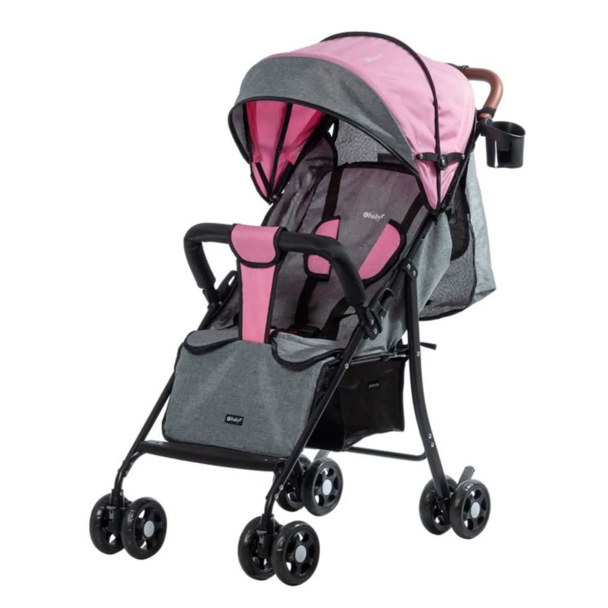 EBABY - Coche de Paseo NAT Maleta con Cubre Pies Plegable Rosado