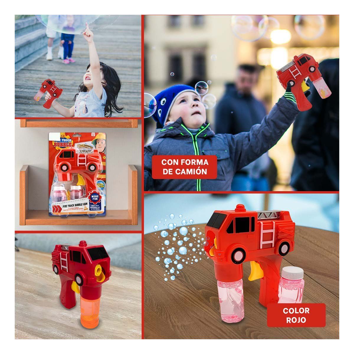 RYBIU IMPORT - Pack12 Juguete Burbujeador Estilo Bombero Y+Papel de Regalo