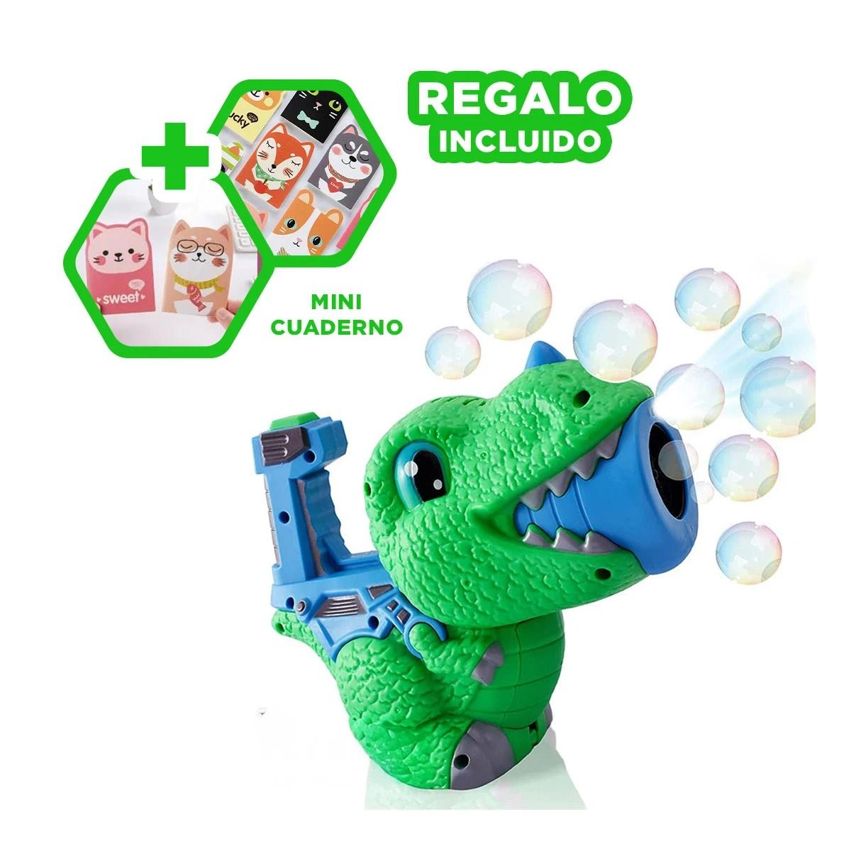 GENERICO - Pistola Automatica de Burbujas Verde Y+Regalo Agendita