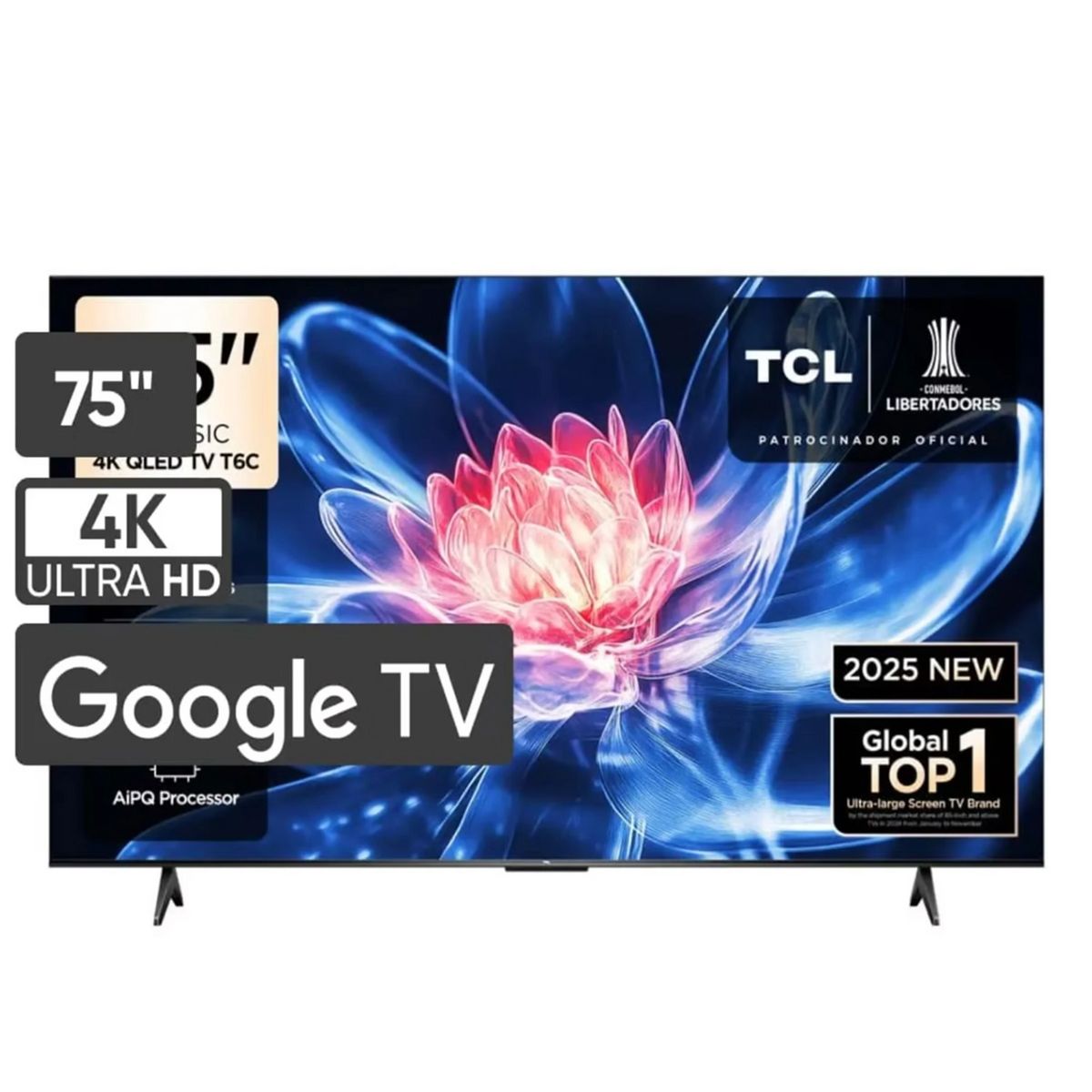 TCL - Televisor TCL 75 Pulgadas QLED UHD 4K Google TV 75T6C + Antena Digital (Modelo 2025)