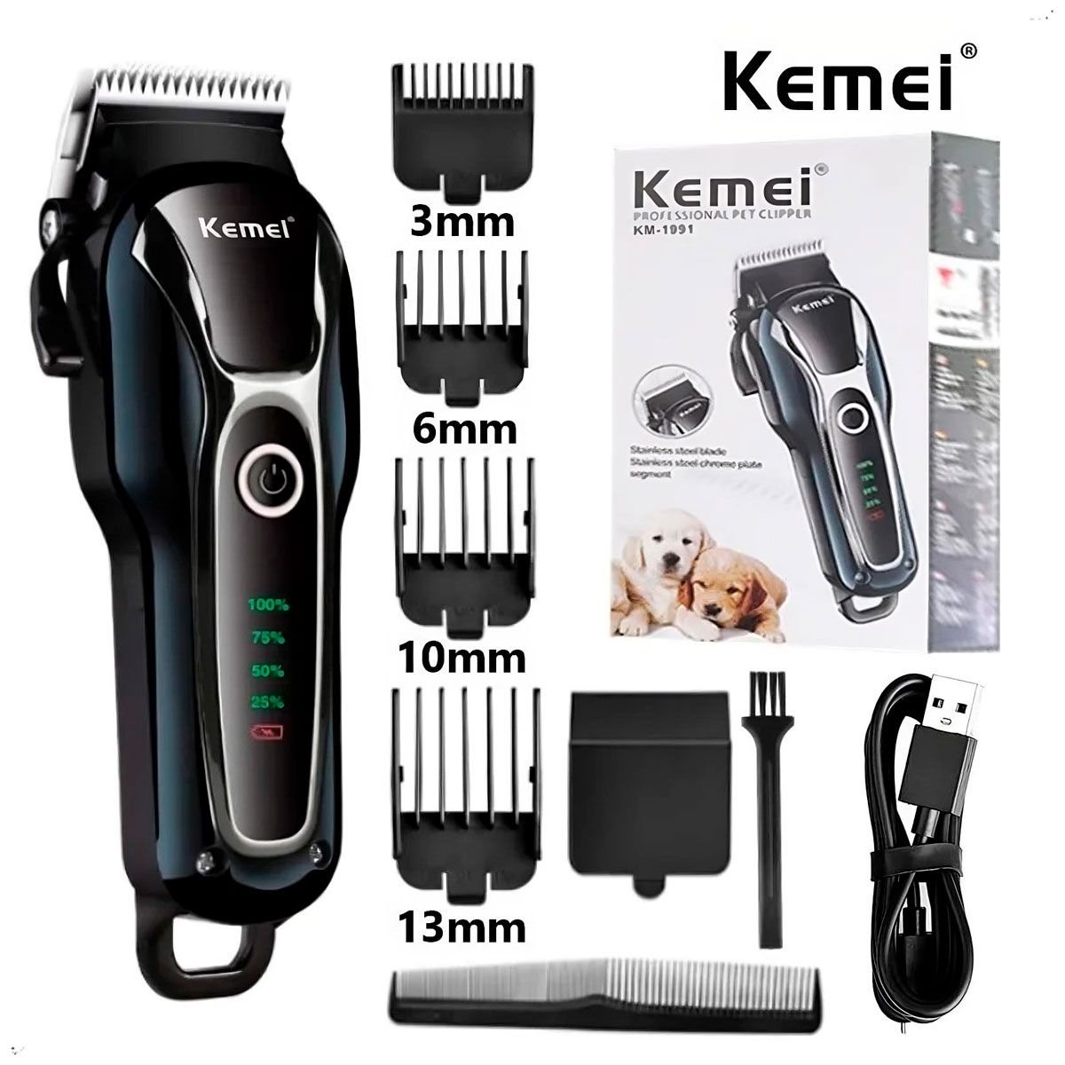 KEMEI - Cortadora Pelo Mascotas Kemei Km-1991 Inalámbrica Recargable