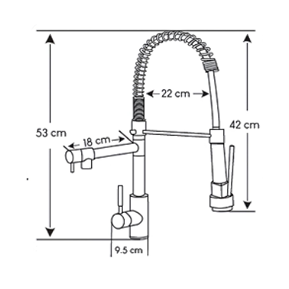 GENERICO - Mezcladora para Cocina Acero Negro Mate