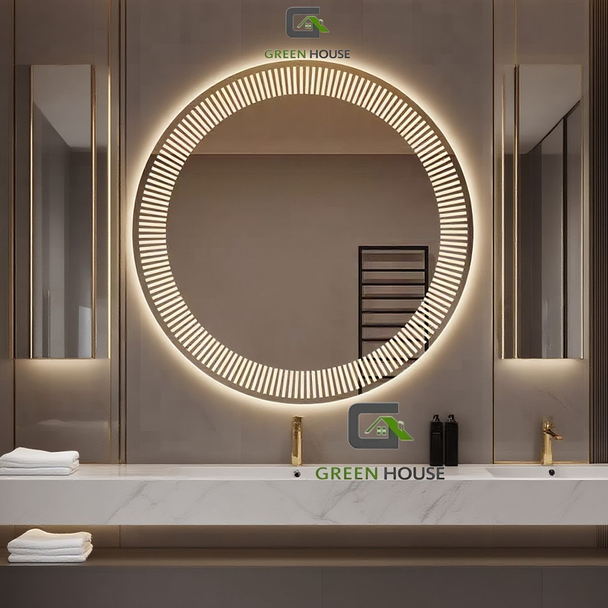 GREEN HOUSE - ESPEJO REDONDO LED MOD. LIDI 3 TIEMPOS TOUCH 70 CM