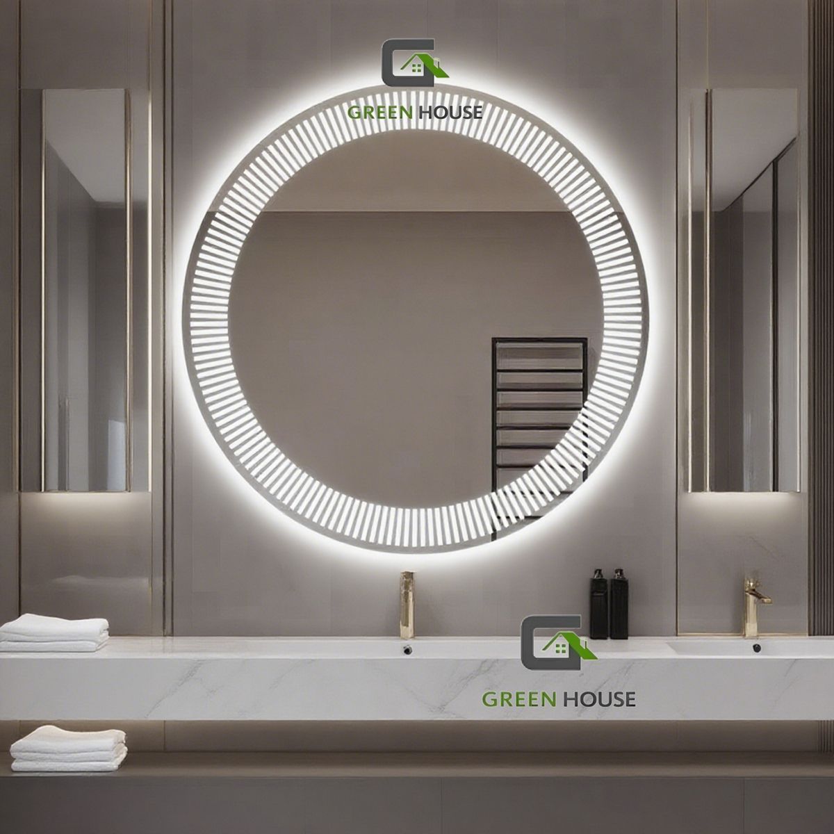 GREEN HOUSE - ESPEJO REDONDO LED MOD. LIDI 3 TIEMPOS TOUCH 70 CM